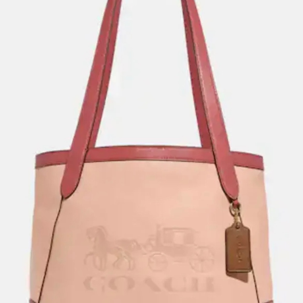 coach tote 27 in colorblock with horse and carriage gold